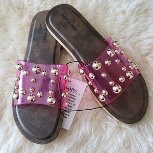 Activ Pro Studded Jelly Cushion Slides Slippers SZ M 7-8 Pink Gold